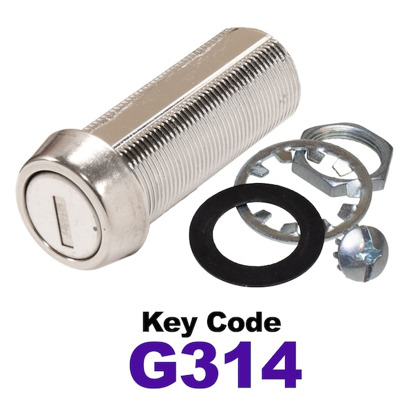 Global RV SS Compartment Lock, Cam/Blade Style, 1-3/4in Threaded Barrel, Blades not Included, Keyed to G314 CLB-314-134-SS - main